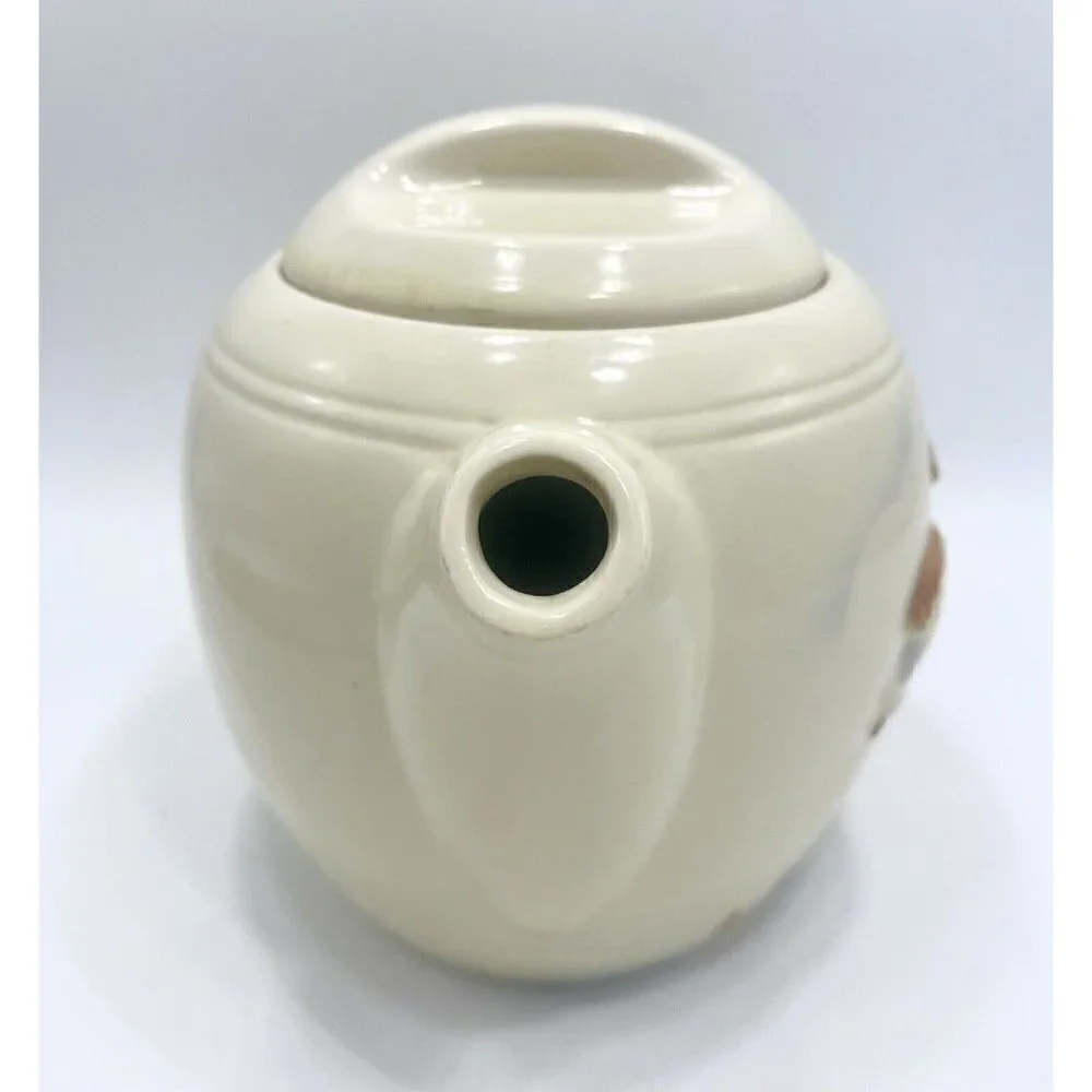 Vintage Porcelier Tea Pot Ducks Flying Vitreous China Lake Cattails Made in USA